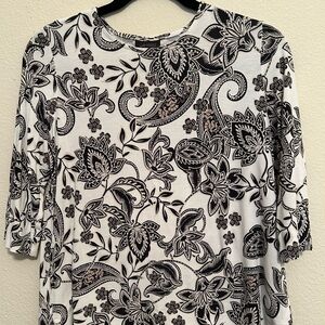 J. Jill Black and White Floral Blouse